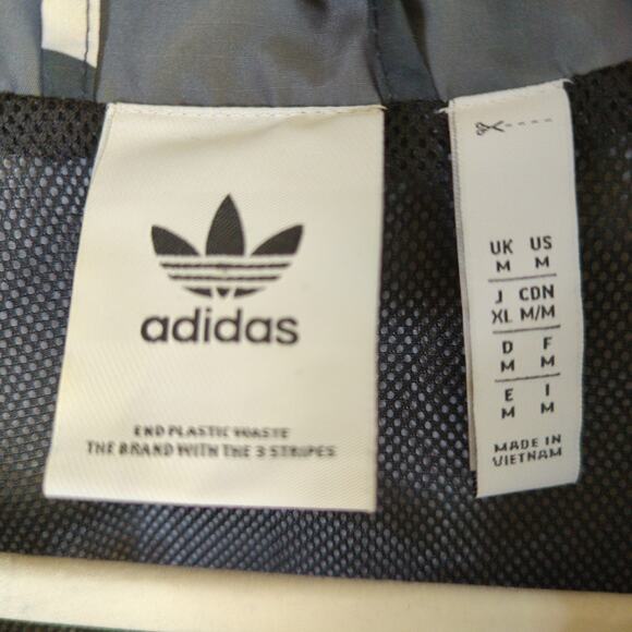 Adidas Coach Jacket Mens M Gray Camo Graphic Windbreaker Snap Front - Picture 2 of 6